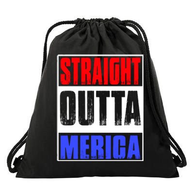 Straight Outta Merica America United States 4th Of July USA Drawstring Bag