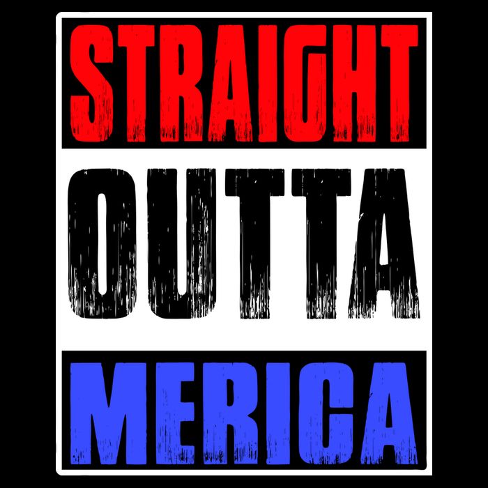 Straight Outta Merica America United States 4th Of July USA Flat Bill Trucker Hat