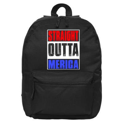 Straight Outta Merica America United States 4th Of July USA 16 in Basic Backpack