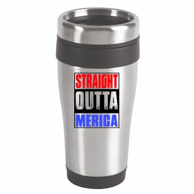 Straight Outta Merica America United States 4th Of July USA 16oz Travel Tumbler
