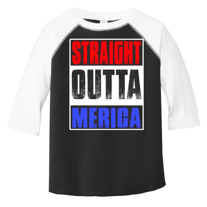 Straight Outta Merica America United States 4th Of July USA Toddler Fine Jersey T-Shirt