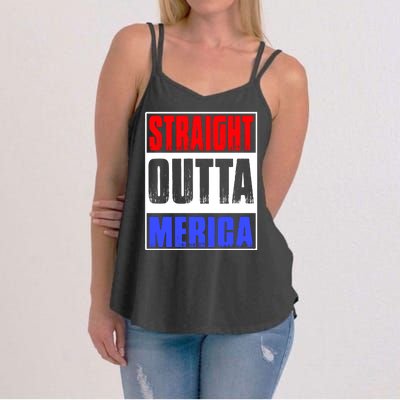 Straight Outta Merica America United States 4th Of July USA Women's Strappy Tank