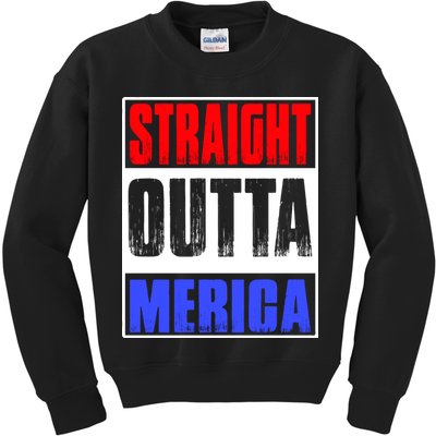 Straight Outta Merica America United States 4th Of July USA Kids Sweatshirt