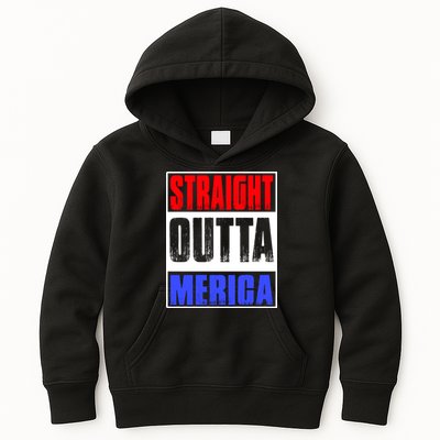 Straight Outta Merica America United States 4th Of July USA Kids Hoodie