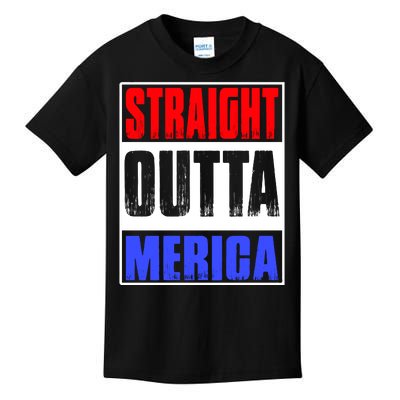 Straight Outta Merica America United States 4th Of July USA Kids T-Shirt