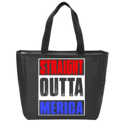 Straight Outta Merica America United States 4th Of July USA Zip Tote Bag