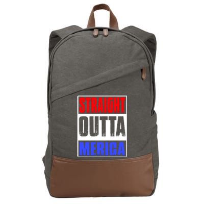 Straight Outta Merica America United States 4th Of July USA Cotton Canvas Backpack