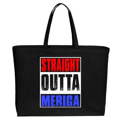 Straight Outta Merica America United States 4th Of July USA Cotton Canvas Jumbo Tote