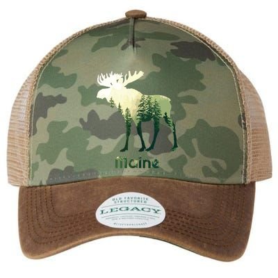 State Of Maine Moose Forest Tree Hunter Wildlife Legacy Tie Dye Trucker Hat