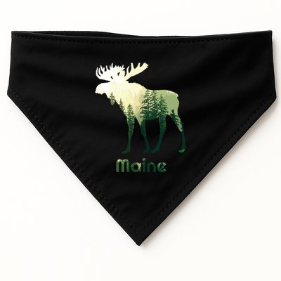 State Of Maine Moose Forest Tree Hunter Wildlife USA-Made Doggie Bandana