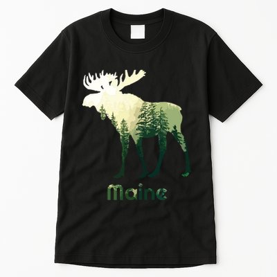 State Of Maine Moose Forest Tree Hunter Wildlife Tall T-Shirt