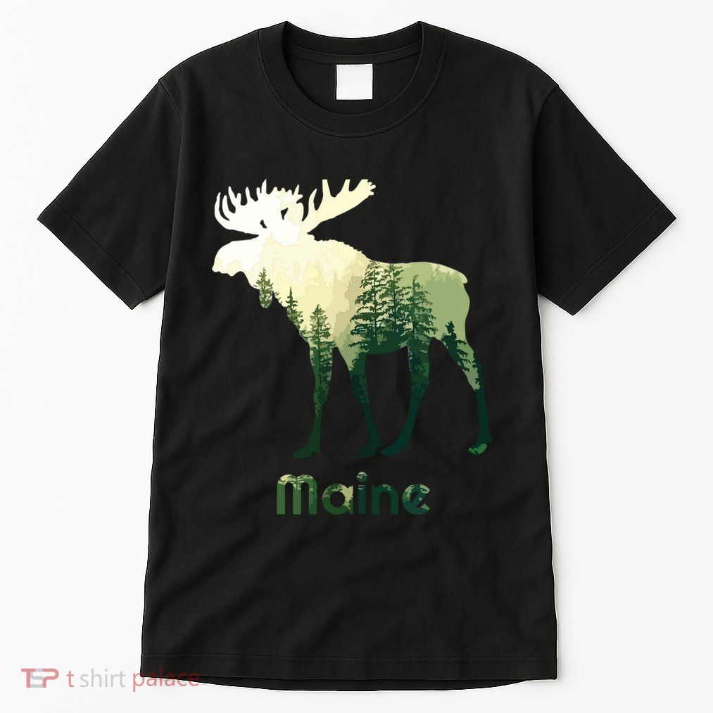 State Of Maine Moose Forest Tree Hunter Wildlife Tall T-Shirt