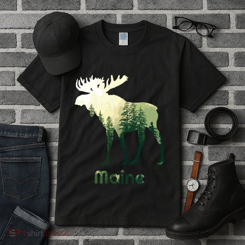State Of Maine Moose Forest Tree Hunter Wildlife Tall T-Shirt