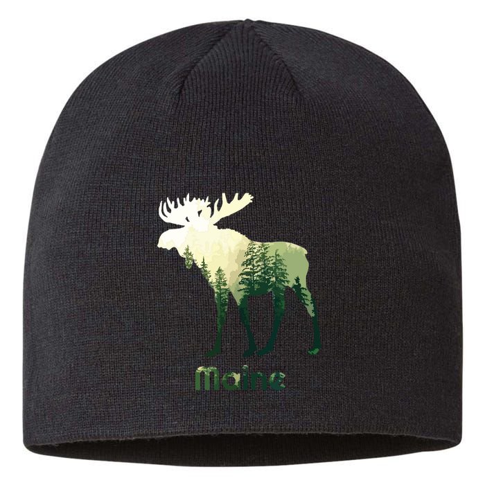 State Of Maine Moose Forest Tree Hunter Wildlife Sustainable Beanie