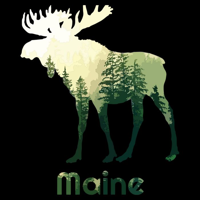 State Of Maine Moose Forest Tree Hunter Wildlife Sustainable Beanie