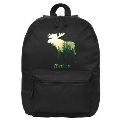 State Of Maine Moose Forest Tree Hunter Wildlife 16 in Basic Backpack