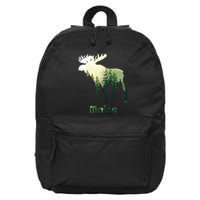 State Of Maine Moose Forest Tree Hunter Wildlife 16 in Basic Backpack