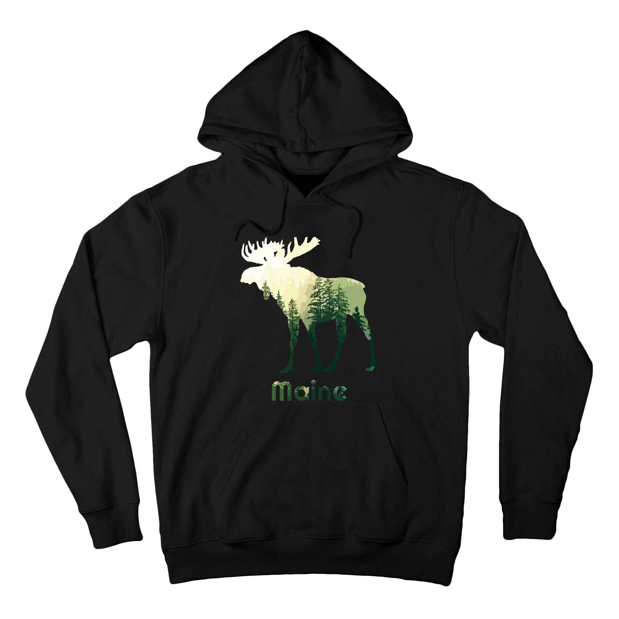 State Of Maine Moose Forest Tree Hunter Wildlife Tall Hoodie