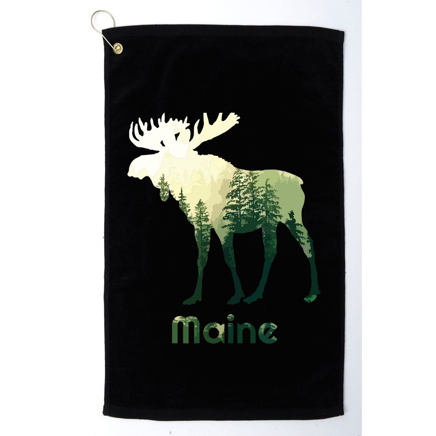 State Of Maine Moose Forest Tree Hunter Wildlife Golf Towel