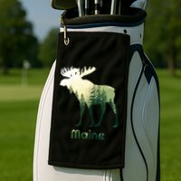State Of Maine Moose Forest Tree Hunter Wildlife Golf Towel