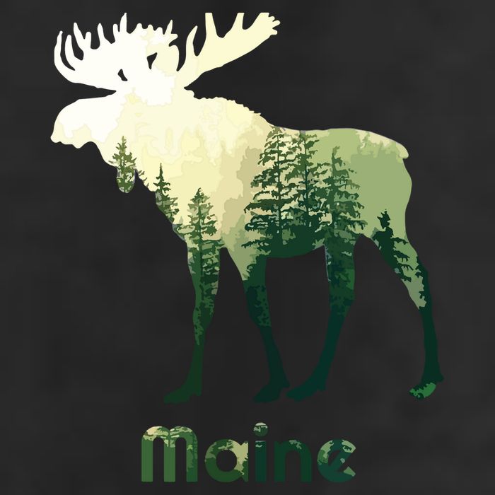 State Of Maine Moose Forest Tree Hunter Wildlife Golf Towel