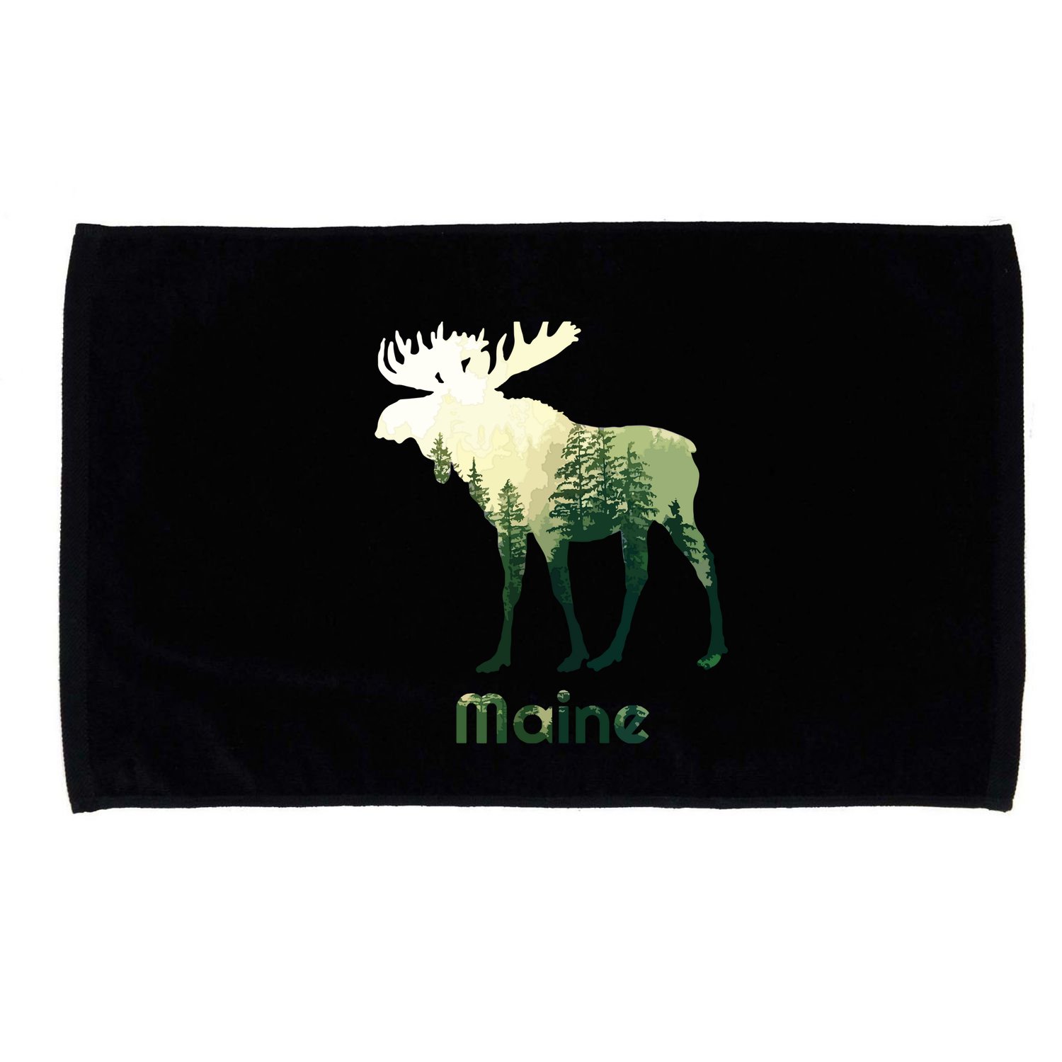 State Of Maine Moose Forest Tree Hunter Wildlife Microfiber Hand Towel