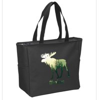 State Of Maine Moose Forest Tree Hunter Wildlife Zip Tote Bag