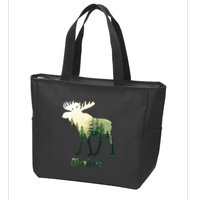 State Of Maine Moose Forest Tree Hunter Wildlife Zip Tote Bag