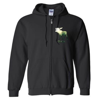 State Of Maine Moose Forest Tree Hunter Wildlife Full Zip Hoodie
