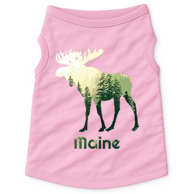 State Of Maine Moose Forest Tree Hunter Wildlife Doggie Tank