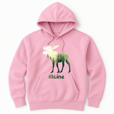 State Of Maine Moose Forest Tree Hunter Wildlife Hoodie