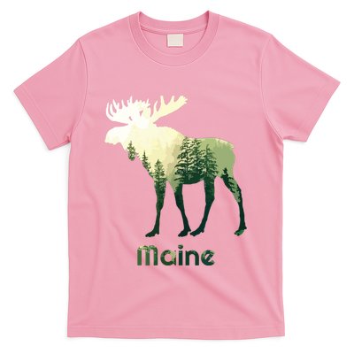State Of Maine Moose Forest Tree Hunter Wildlife T-Shirt