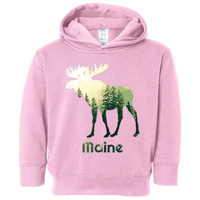 State Of Maine Moose Forest Tree Hunter Wildlife Toddler Hoodie