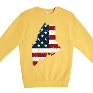 State Of Maine Usa Flag Patriotic For Women Adults Premium Crewneck Sweatshirt