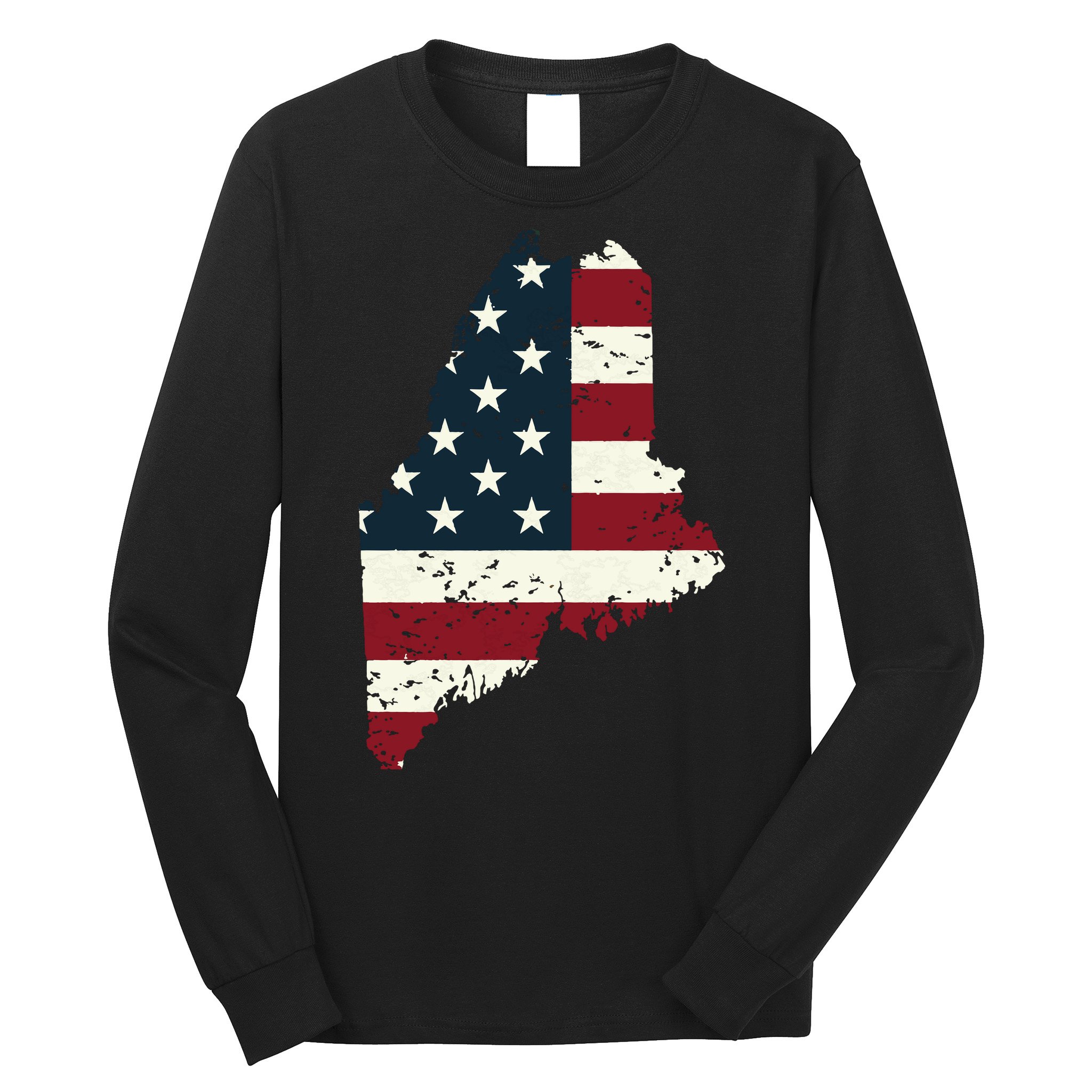 State Of Maine Usa Flag Patriotic For Women Adults Long Sleeve Shirt