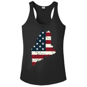 State Of Maine Usa Flag Patriotic For Women Adults Ladies PosiCharge Competitor Racerback Tank