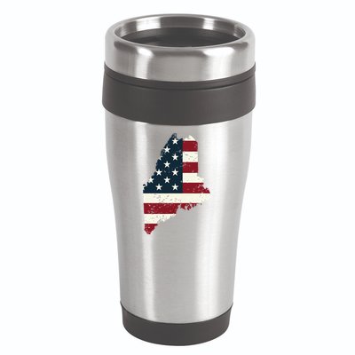 State Of Maine Usa Flag Patriotic For Women Adults 16oz Travel Tumbler