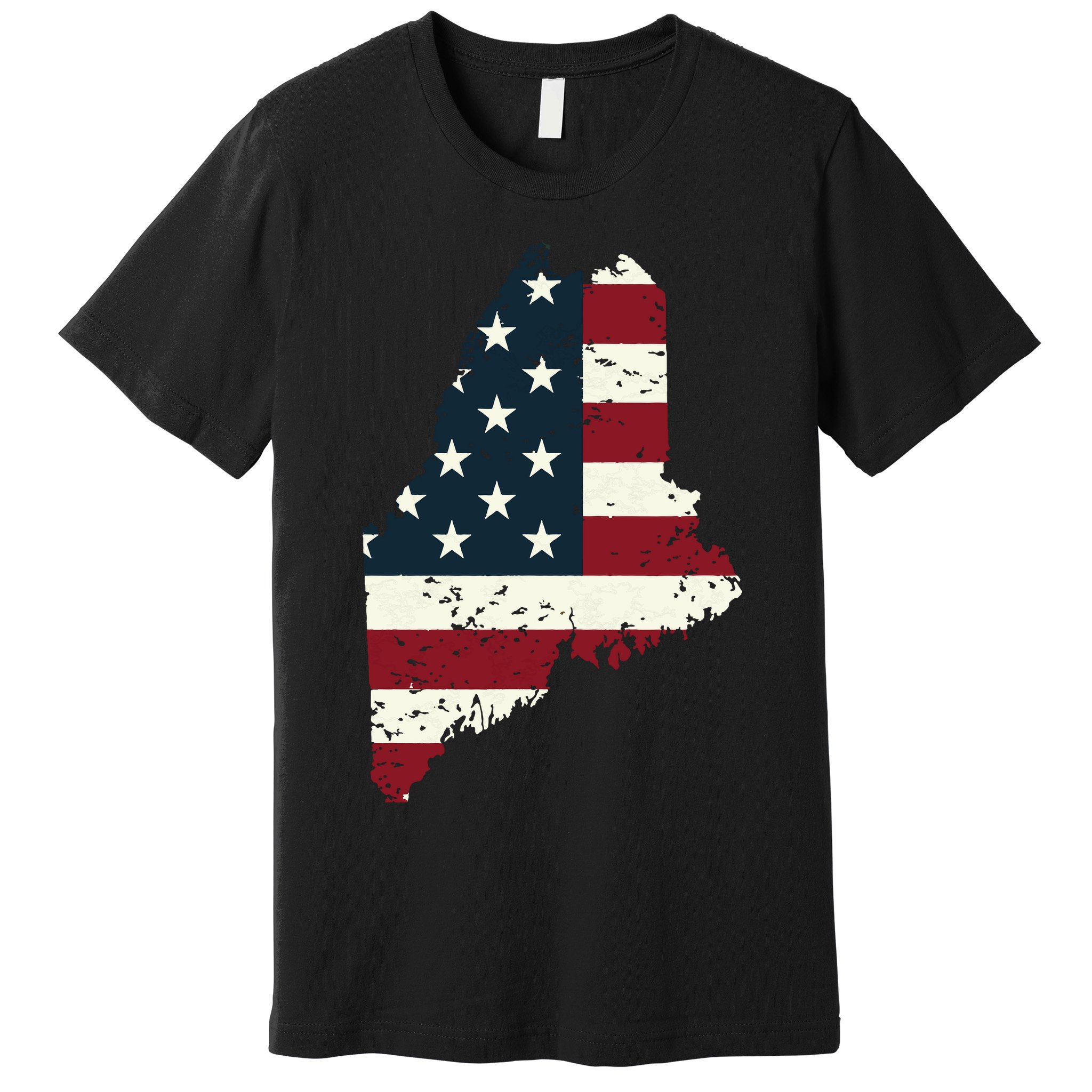 State Of Maine Usa Flag Patriotic For Women Adults Premium T-Shirt