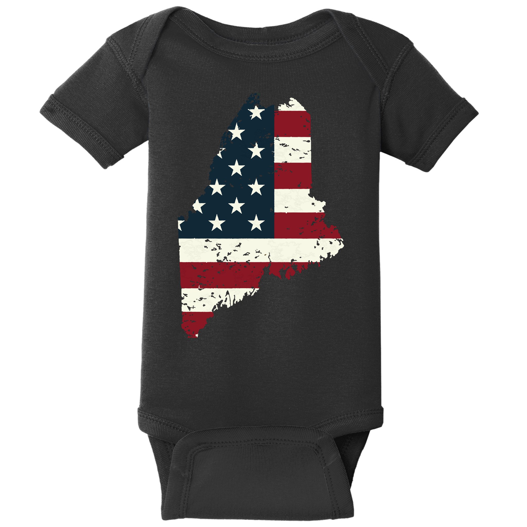 State Of Maine Usa Flag Patriotic For Women Adults Baby Bodysuit