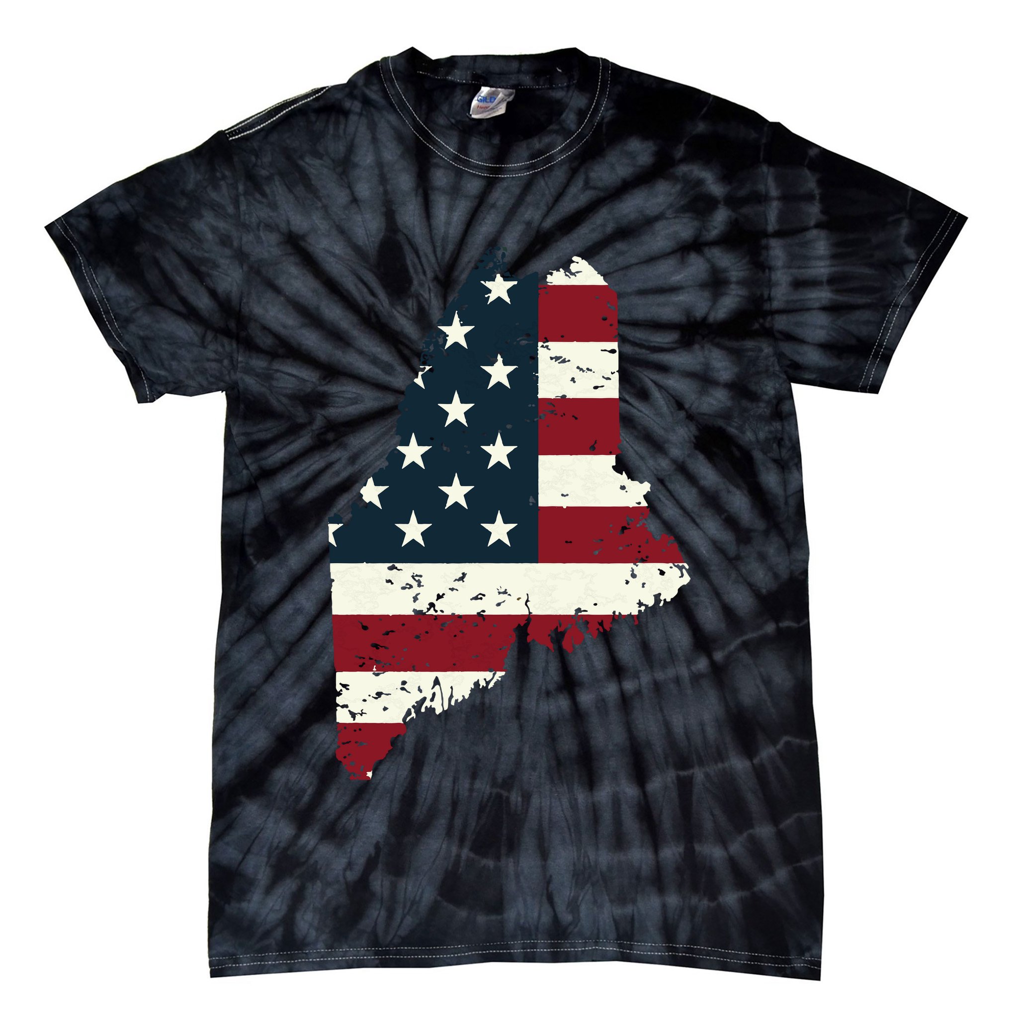 State Of Maine Usa Flag Patriotic For Women Adults Tie-Dye T-Shirt