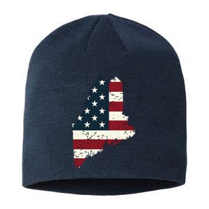 State Of Maine Usa Flag Patriotic For Women Adults Sustainable Beanie