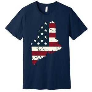 State Of Maine Usa Flag Patriotic For Women Adults Premium T-Shirt