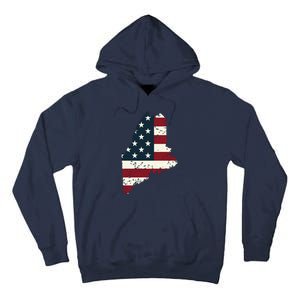 State Of Maine Usa Flag Patriotic For Women Adults Tall Hoodie