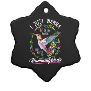 Sit On My Porch And Watch The Hummingbirds Top Ceramic Star Ornament