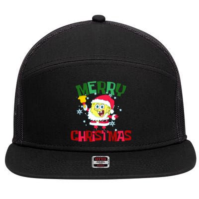 Santa Outfit Merry Christmas 7 Panel Mesh Trucker Snapback Hat