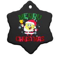 Santa Outfit Merry Christmas Ceramic Star Ornament