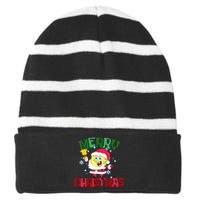 Santa Outfit Merry Christmas Striped Beanie with Solid Band