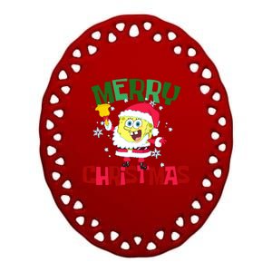 Santa Outfit Merry Christmas Ceramic Oval Ornament