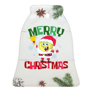 Santa Outfit Merry Christmas Ceramic Bell Ornament