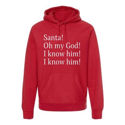 Santa! Oh My God! I Know Him! I Know Him! Funny Christmas Sayings Premium Hoodie